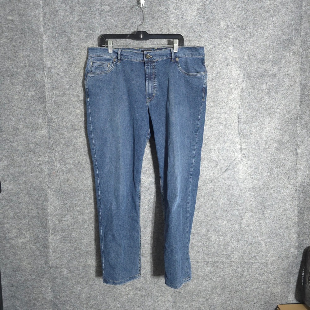 Hiltl Dude Jeans Mens 38x34 Blue Medium Wash Straight Leg Stretch Denim Trousers